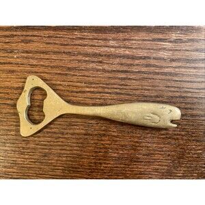 VINTAGE Whale Fish Solid Brass Bottle Opener 5.25” Long Barware
